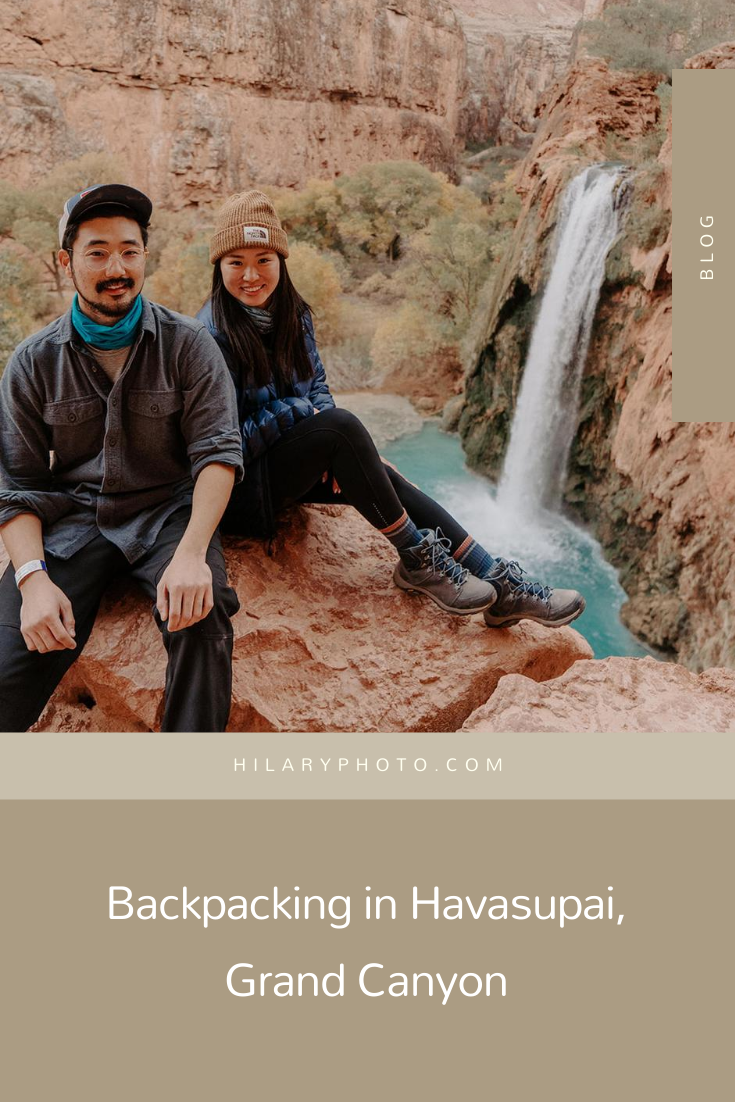 Backpacking in Havasupai, Grand Canyon by Hilary Kao Photo. Including hiking photos, couples session inspiration, nature photography and outdoor photography inspiration. Book your Los Angeles wedding and browse the blog for more inspiration #photography #weddingplanning #weddingtips #weddingphotography #LosAngelesphotographer